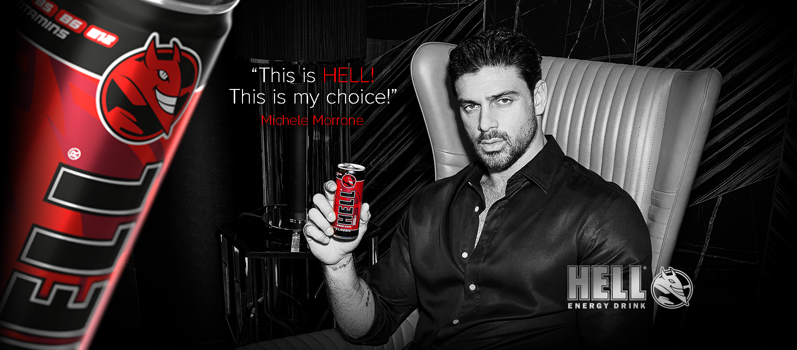Michele morrone drinks Hell Energy
